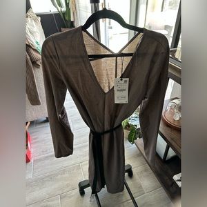 ZARA DRESS GREY WITH BELT SMALL new with tags